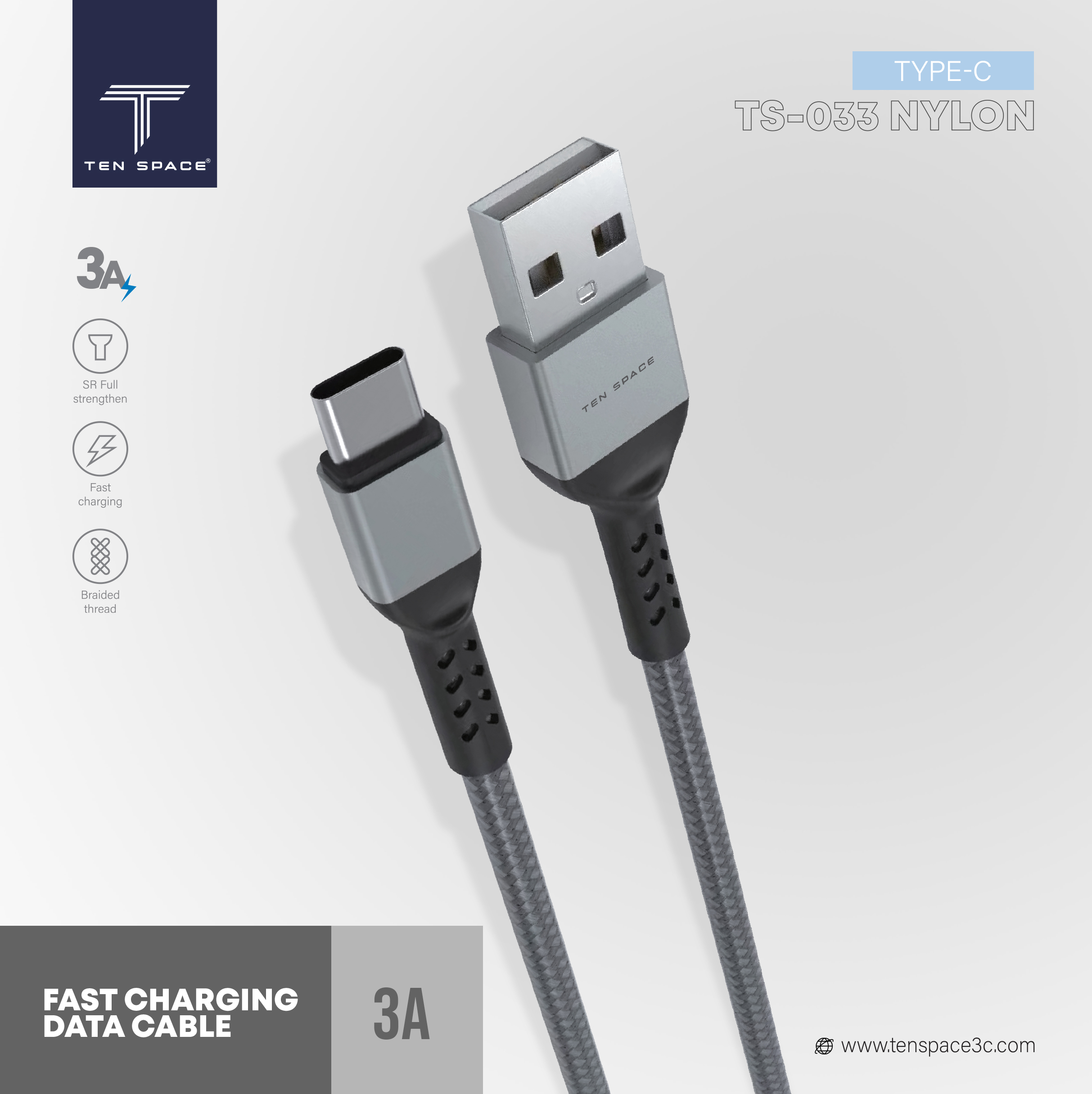 CABLE DE CHARGE NYLON FAST 3A /1M MICRO USB – Image 6